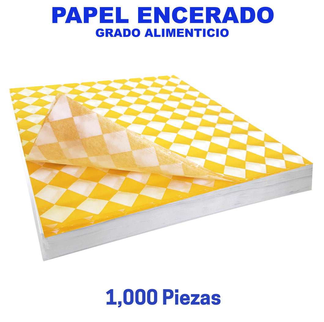 Papel Encerado Cuadros Amarillo