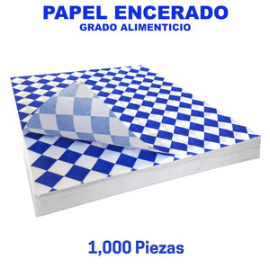 Papel Encerado Cuadros Azul