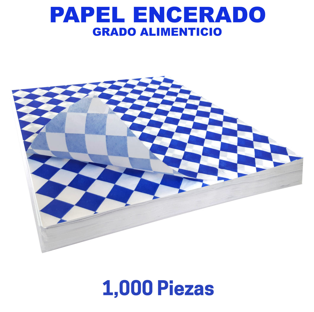 Papel Encerado Cuadros Azul