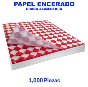 Papel Encerado Cuadros Rojo